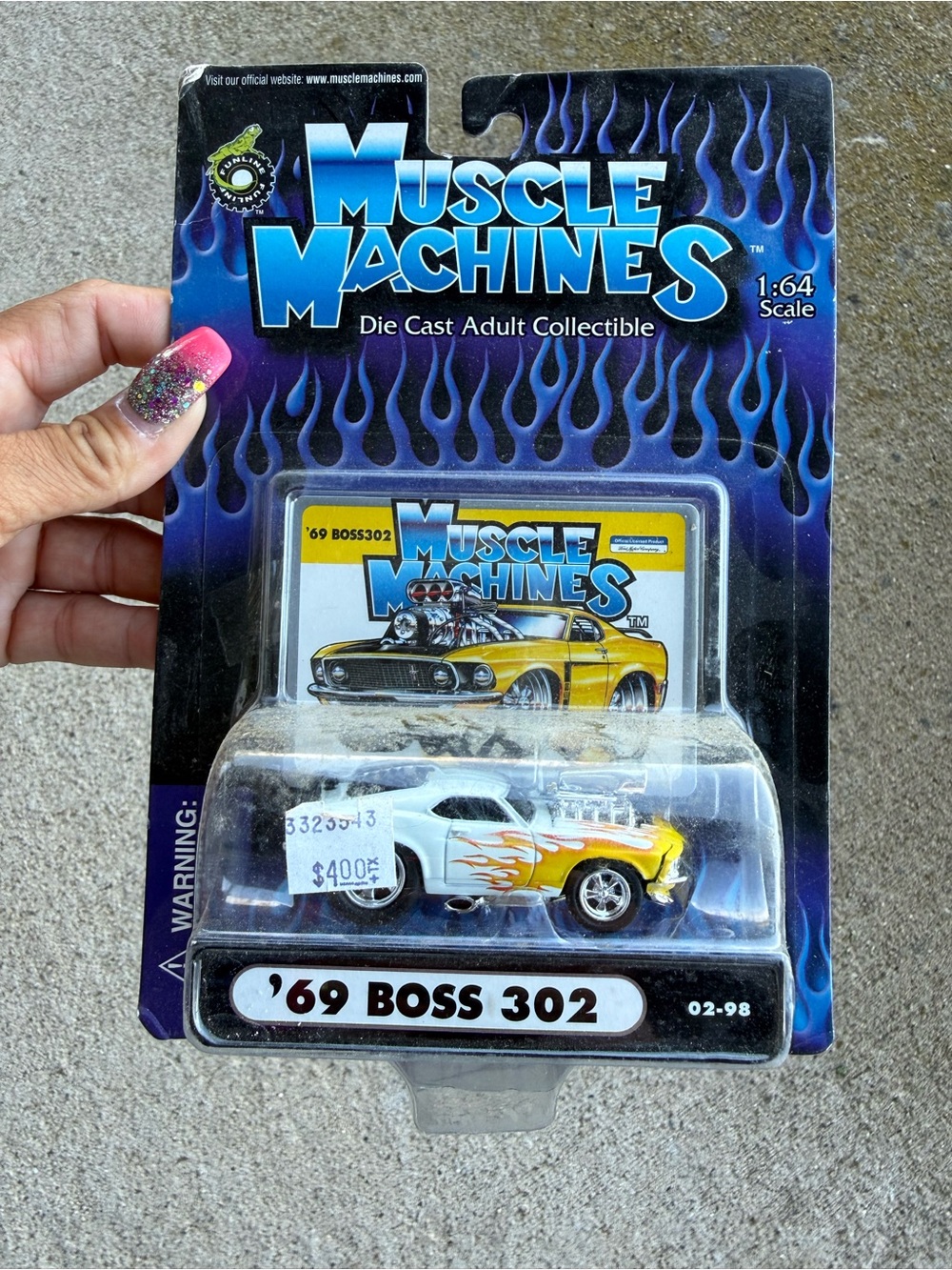 '69 Boss 302 Die-Cast Toy Car - White & Yellow